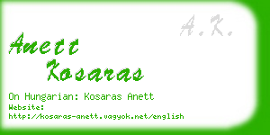 anett kosaras business card